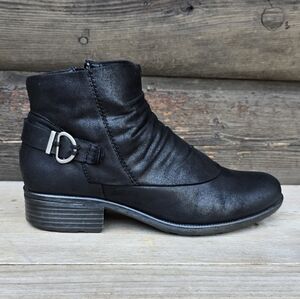 WearEver Patty Minimalist Rouched Vegan Leather, Block Heel, Comfort Bootie 9M